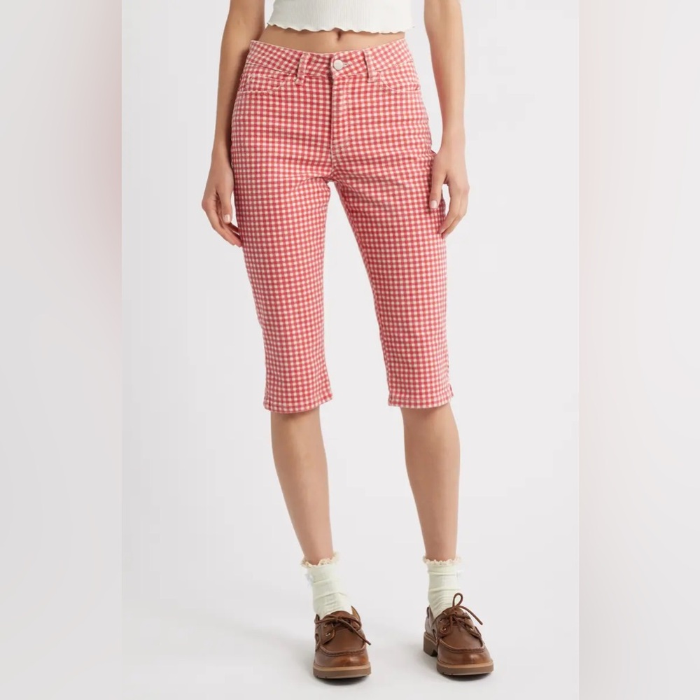 Damson Madder Red Gingham Capris